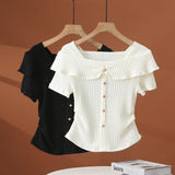 Chic Chic Short-Sleeved T-Shirt Sweet Hottie New Slimming Sweet Word On The Shoulder Of Thin