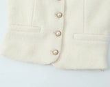 Tweed Pearl Button Sleeveless Tank Top And Mini Skirt Set-Outfit