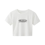 Fongt Letter Print Short T-Shirt Women's Summer 2024 New Slim Slim Short-Sleeved