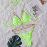 Fongt 2025 New Bikini Crystal Diamond Body Chain Decoration Swimsuit Strap Split Beach