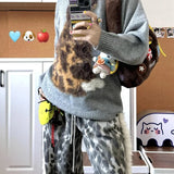Dog Fuzzy Print Sweatshirt-Outfit