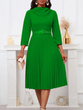 Fongt New Women's Fashion Elegant Pressure Skirt Elegant Solid Color Large Dress