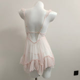 Fongt New Summer Pure Breast With Chest Pad Lace Embroidery Slings Sexy Mesh Homewear Set