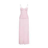 Fashion Sexy Style Dress Woman 2025 Summer New Temperament Folded Fish Bone Design Open Fork Sling