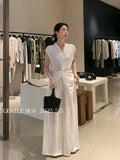Fongt Xixi 2025 Summer Temperament With High-Waisted Linen Leisure Broad Legs Casual Pants Women 85192