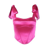 Fongt Bundle Waist Show Back Strap Top Female Feeling Party Wind A Word Collar