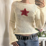 Star Crochet Knit Cropped Knit Top-Outfit