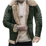 Fongt Winter New Fur Integrated Men's Coat Thick Imitation Leather Velvet Printed Jacket Burst