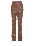 Stacked Pu Leather Pants-Outfit