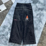 High Street Jeans Y2K Hip Hop Printed Cartoon Retro Loose Men Wide-Outfit