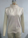 Fongt New Women's Solid Color Half High Neck Sleeveless Vest Fashion Simple Knit Loose-Outfit