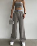 Fongt Women's New Hottie Wearing Sports Vest Braids High-Rise Broad-Legged Trousers Casual Suit
