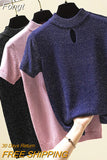 Shirt Femme 2023 Summer Fashion Harajuku Thin T Shirt Women Knitted Hollow Out Sexy Tops Short Sleeve O Neck Tshirts