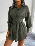 Casual Lantern Sleeve Waist-tight Asymmetric Shirt Women's
