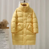 New90% White Duck Down Thick Warm Jacket Female Parkas Winter Loose Long Fashion Feather Down Coat Snow Outwear Veste