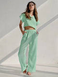 Loose Pajamas Womens Cotton 2 Piece