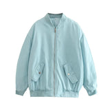 And Winter New Pure Color Loose Leisure Zipper Flight Jacket Cotton-Padded Jacket-Outfit