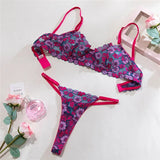 Purple Floral Lingerie Set-Outfit