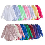 Fongt Street Fashion New Women's Clothing City Autumn Multi-Color V-Neck Casual Shirt