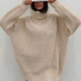 Women Ribbed Sweater Loose Turtleneck Casual Fashion Female Pullover 2022 Autumn Winter Long Sleeve Lady