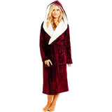 Extra Long Flannel Bathrobes Women's Plush Warm Thickened Hooded Robes Sleepwear Soft Comfortable Kimono Bathrobes-Outfit