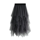 Fongt Mesh Dress Women's Long Mid-Term 2025 Spring New Yarn Skirt High-Waisted Thin Skirt 8063
