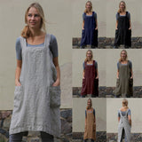 Cotton Linen Apron Long Mid Waist Circumference Home Wear Loose