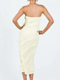 Strapless Off Shoulder Tube Dresses Elegant Women Ruffles Long Dress Summer Party Bodycon Solid Female Vestidos 2023-Outfit