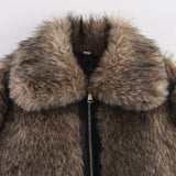 Fongt Women's Explosive Fashion Casual Crash-Colored Fur Jacket Jacket
