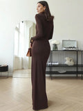 Turtleneck Long Sleeve Wrap Maxi Dress-Outfit