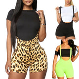 Fashion Womens Spandex Bib Shorts 2023 Summer Casual Solid Color High Waist Rompers