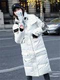 Women Winter Coat 2022 New Winter Hooded Jacket Black Long Down Cotton Jacket Loose Warm Glossy Women's Parka Snow Coat