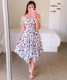 Fongt Ebay Dress Word Shoulder Irregular Shoulder Digital Print Long