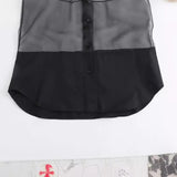New Transparent Hard Gauze Spliced Loose Shirt 8774204-Outfit