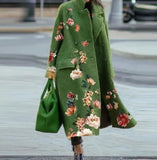 Fongt New 2025 Autumn Women's Long-Sleeved Collar Coat Prints The Long