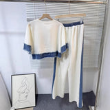 Fongt Summer Loose Short-Sleeved Blouse Wide Leg Trousers Two-Set Sports And Leisure Suit Women