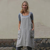 Cotton Linen Apron Long Mid Waist Circumference Home Wear Loose
