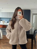 Fongt Hair Women's Autumn And Winter New Women's Solid Color Lazy Wind High-Collar Coat Warm Female Coat