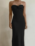 Knitted Twist Strapless Maxi Dress-Outfit