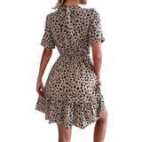 Fongt Wind Shooting New Leisure Wave Point In Spring And Summer To Close The Waist Lotus Leaf Side Of The Dress Women's Clothing