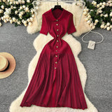 Fongt Inside Sweater Dress Women 2025 Winter Elastic Repair Slimming Famous Wind Single Buckle Knitted Long Skirt