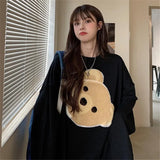 Neck Long Sleeve Print Sweatshirt Korean Fashion Loose Harajuku Sweetheart Hoodie Clothes For Women 2020 Fall Kawaii
