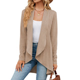 New Solid Color Long-Sleeved Cardigan Loose Jacket Knit Coat Female-Outfit