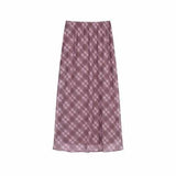 Vintage Plaid Print Maxi Skirt-Outfit