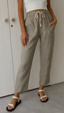 Summer Solid Color Casual Lace Skinny Cotton Linen