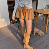 Elastic High Waist Suede Mini Skirt-Outfit