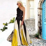 Fongt Spring And Summer New Women's Clothing Match Stitching Sexy Out-To-Shoulder Dress Dress Dress