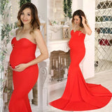 Slit Bare Shoulder Red Night Gown Party