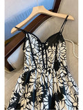 Women Summer Sexy Backless V-Neck Floral Print Suspender Dresses Vestido 2023 Spring French Vintage Party Dresses Female