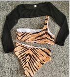 Sleeve Leopard 3 Piece Swimsuit High Cut Push Up Padded Bikini Female Bathers Sports Bathing Suit Thong Swimwear